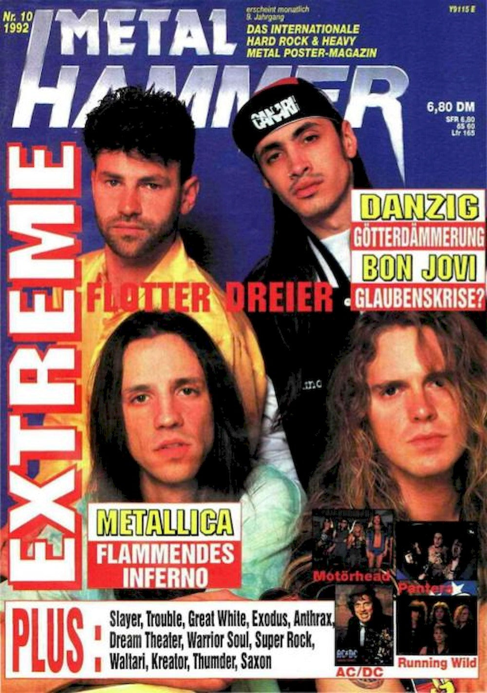 Metal Hammer Magazin Deutschland 1992-10 Danzig Bon Jovi Metallica Slayer Trouble