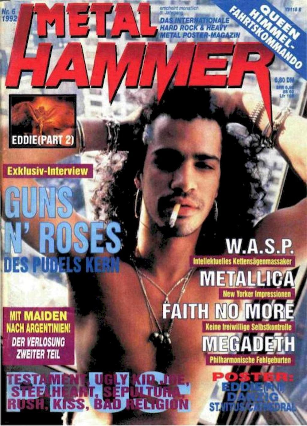 Metal Hammer Magazin Deutschland 1992-06 Guns N Roses WASP Metallica Faith No More