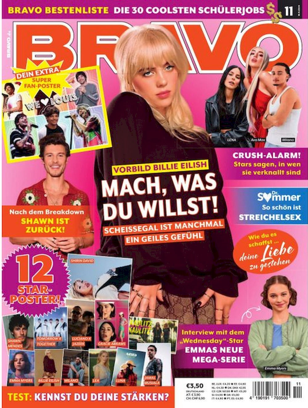 Bravo Magazin Deutschland 2024-11 Billie Eilish Shawn Mendes Gracie Abrams + Poster