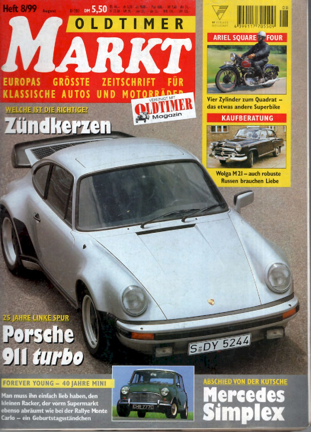 Oldtimer Markt Magazin Deutschland 1999-08 Porsche 911 Turbo Mini Wolga M21