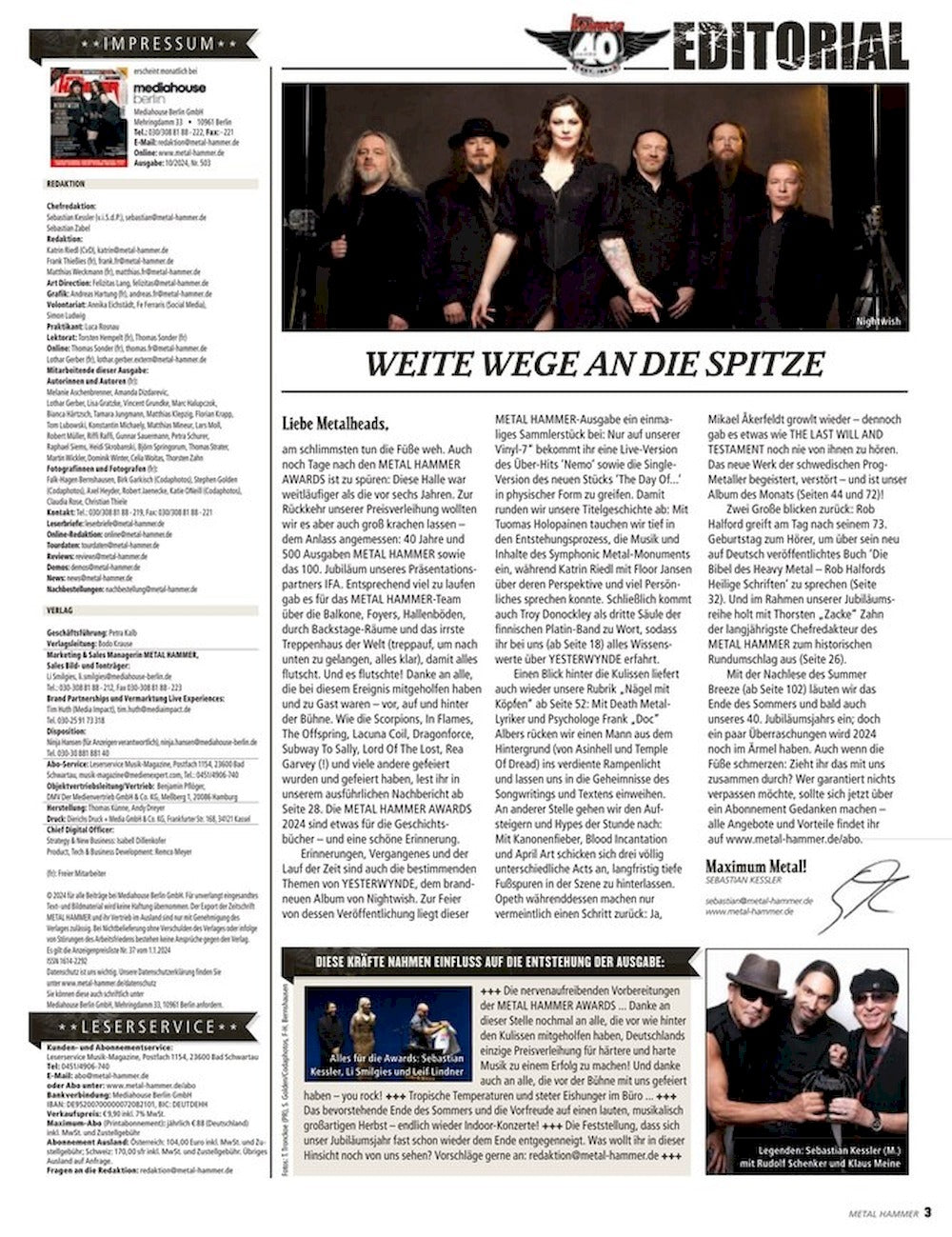 Metal Hammer Magazin Deutschland 2024-10 Nightwish + Vinyl