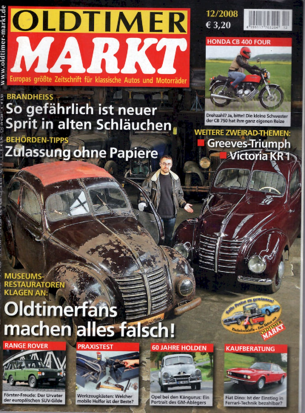 Oldtimer Markt Magazin Deutschland 2008-12 Range Rover Holden Fiat Dino