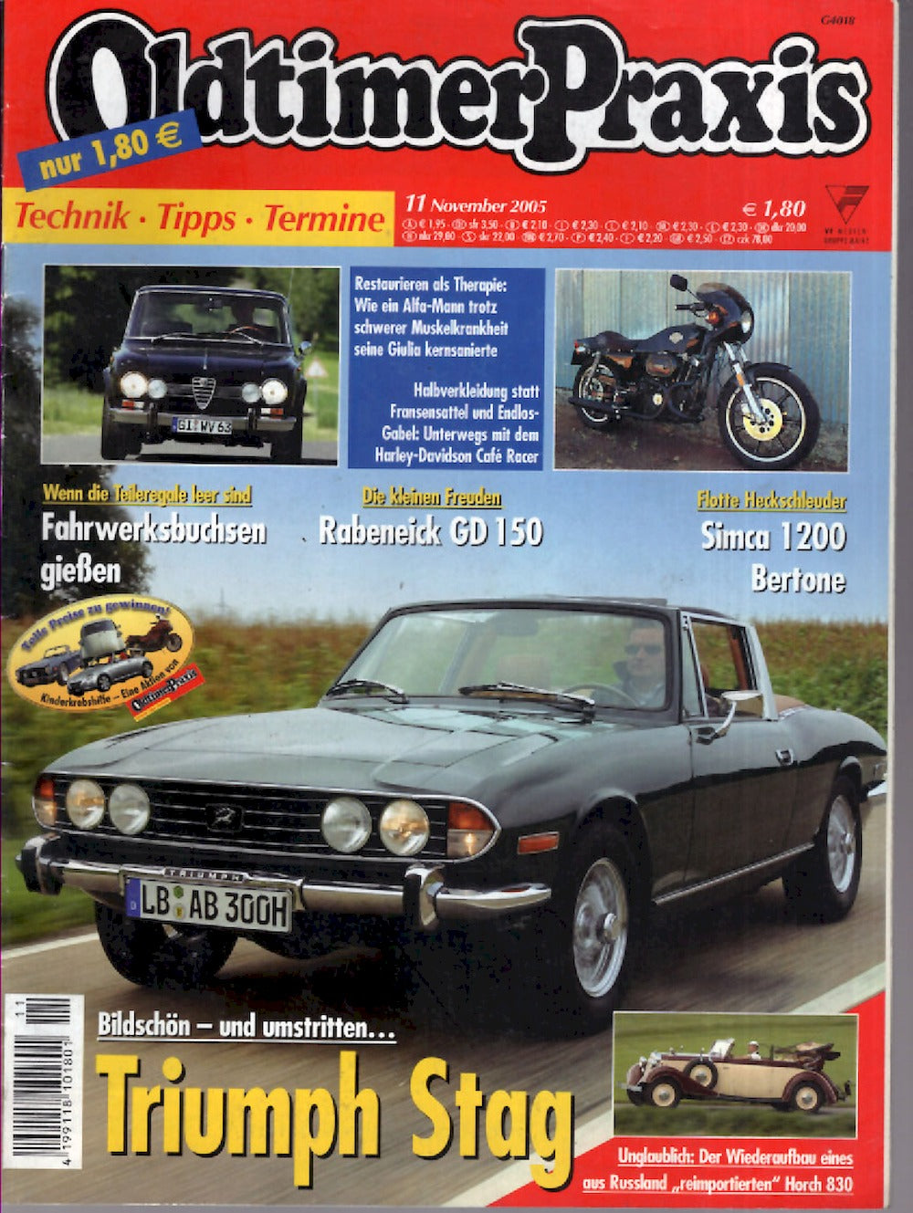Oldtimer Praxis Magazin Deutschland 2005-11 Triumph Stag Horch 830 Simca 1200