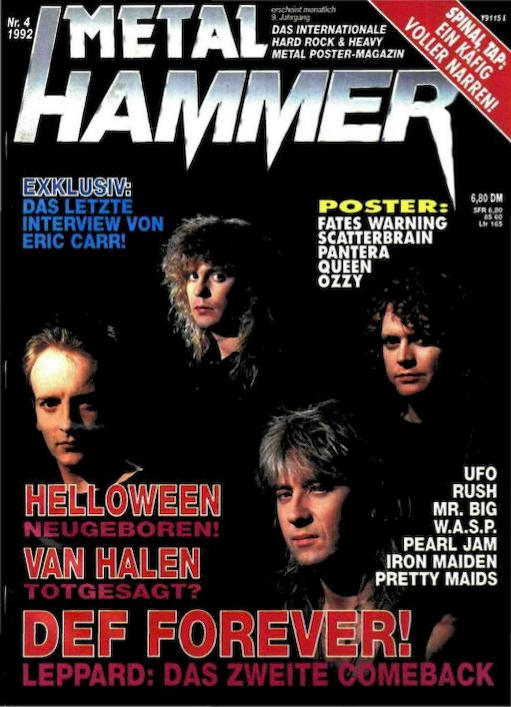 Metal Hammer Revista Alemania 1992-04 Helloween Van Halen Def Leppard Edición original