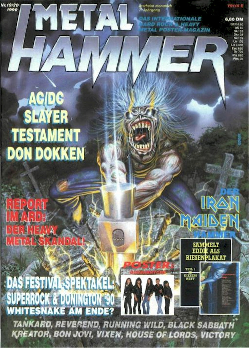 Metal Hammer Tijdschrift Duitsland 1990-19 – +20 Iron Maiden AC/DC Slayer Testament Don Dokken – Originele uitgave