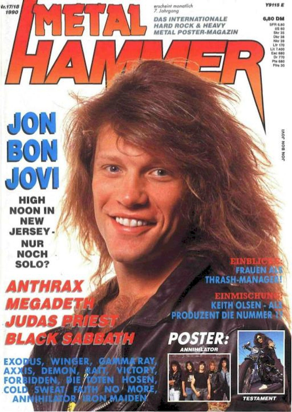 Metal Hammer Magazine Allemagne 1990-17+18 Jon Bon Jovi Anthrax Megadeth Judas Priest