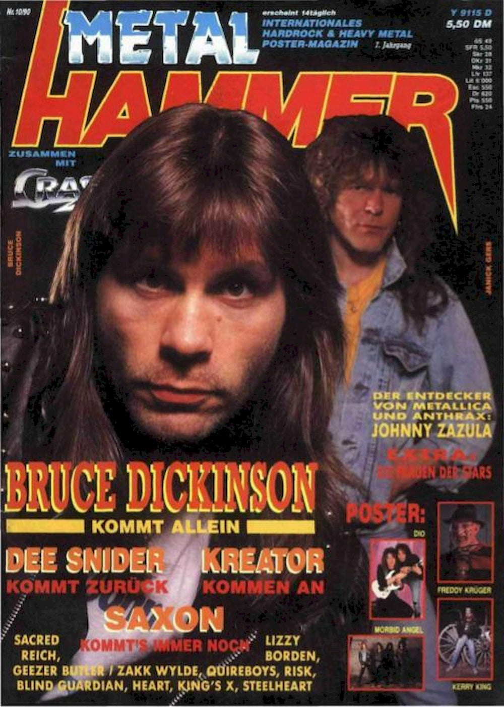 Metal Hammer Magazin Deutschland 1990-10 Bruce Dickinson Dee Snider Kreator Saxon
