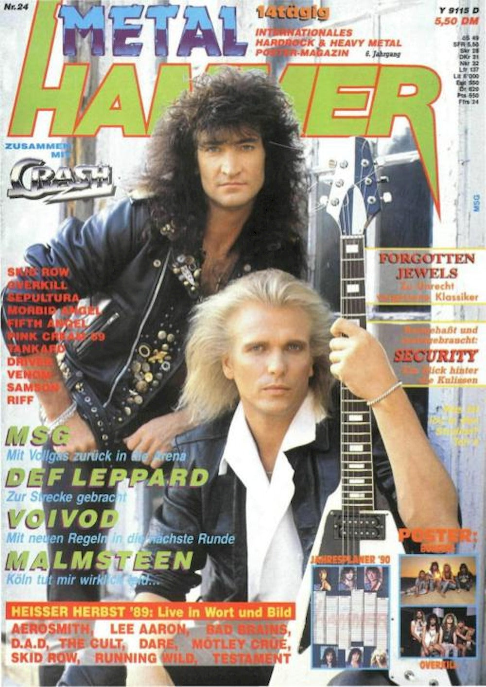 Metal Hammer Magazin Deutschland 1989-24 Michael Schenker Group Def Leppard Malmsteen