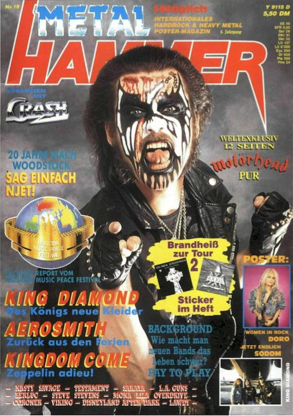 Metal Hammer Magazine Germany 1989-19 – Motörhead King Diamond Aerosmith Kingdom Come – Original Print Issue