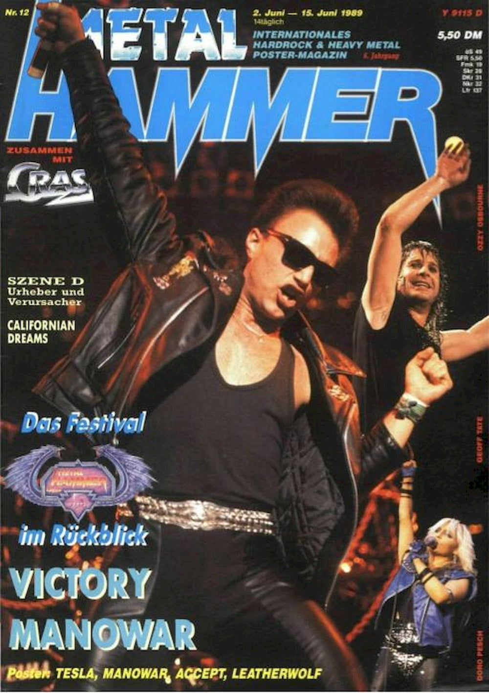 Metal Hammer Magazin Deutschland 1989-12 Manowar Tesla Accept Leatherwolf