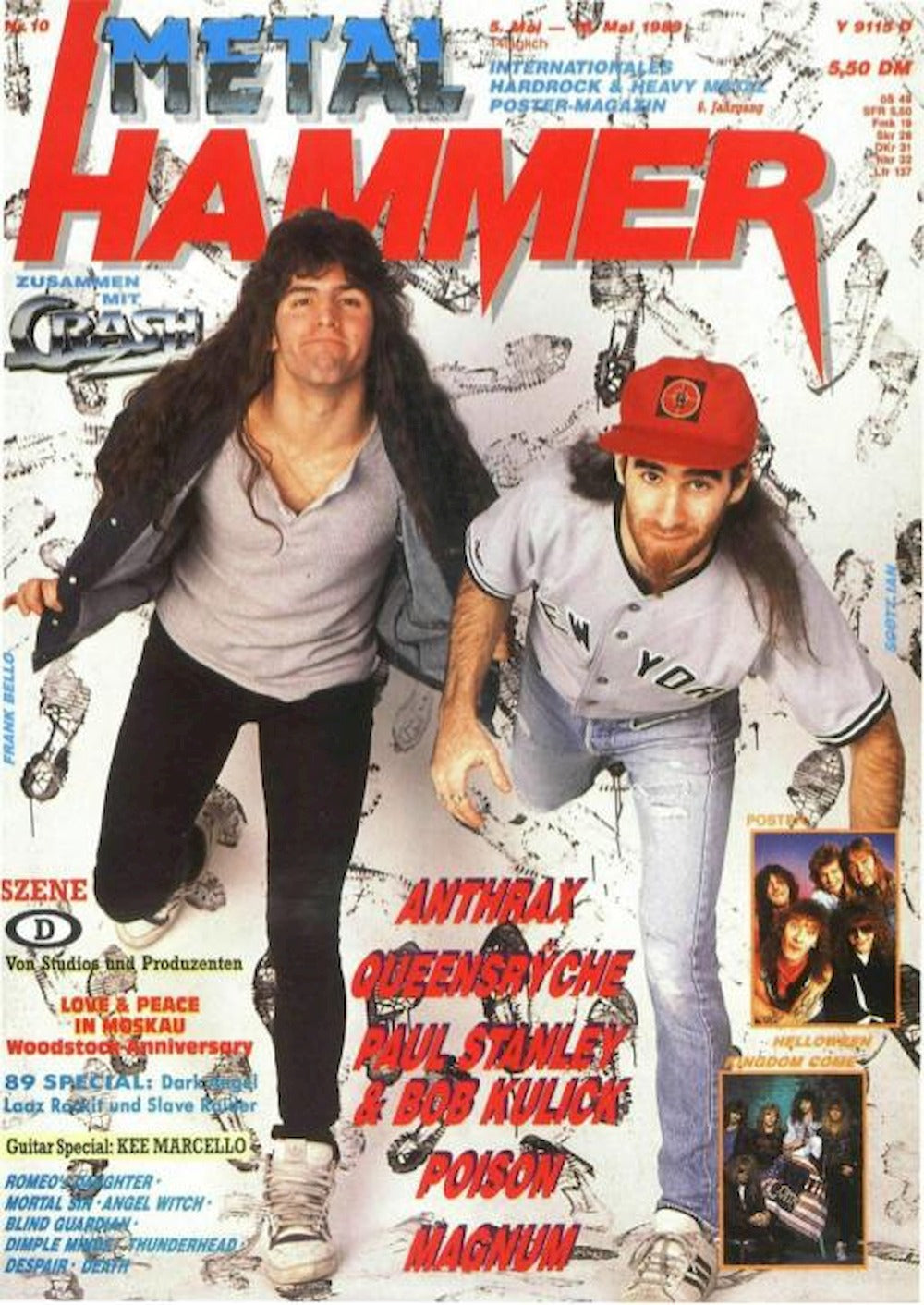 Metal Hammer Magazine Germany 1989-10 – Anthrax Queensryche Paul Stanley Bob Kulick – Original Print Issue