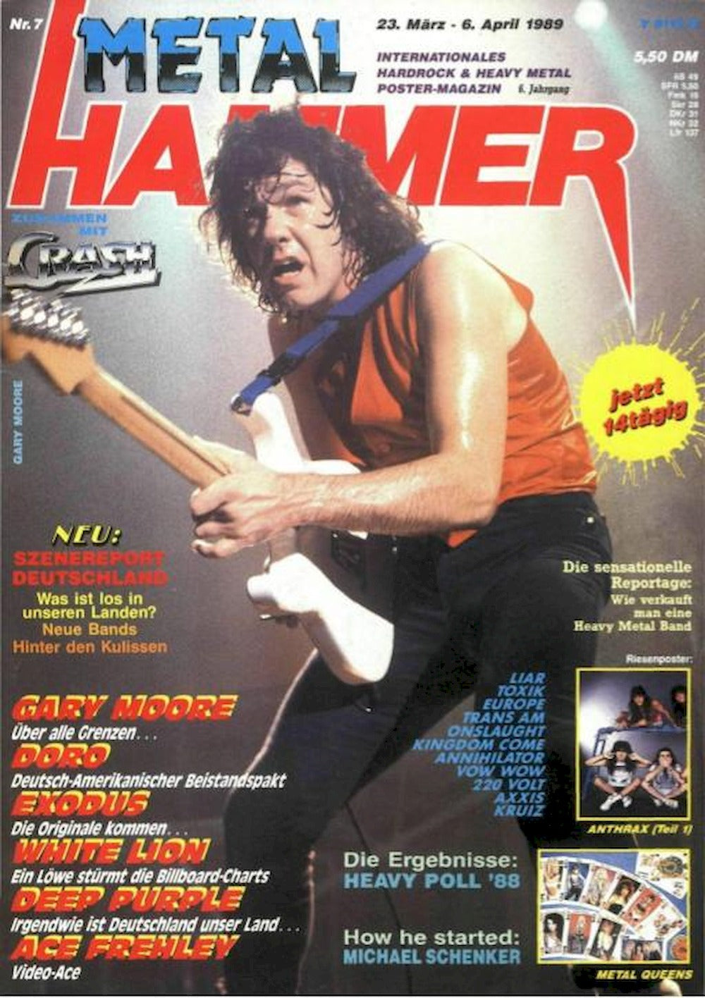 Metal Hammer Magazin Deutschland 1989-07 Gary Moore Doro Exodus White Lion Deep Purple