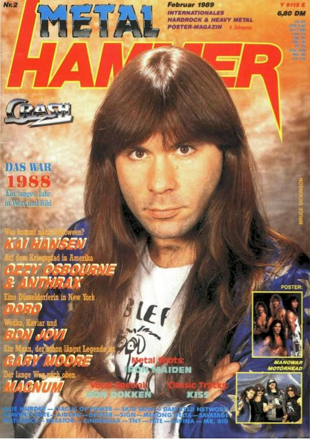 Metal Hammer Magazin Deutschland 1989-02 Kai Hansen Ozzy Osbourne Anthrax Doro Bon Jovi