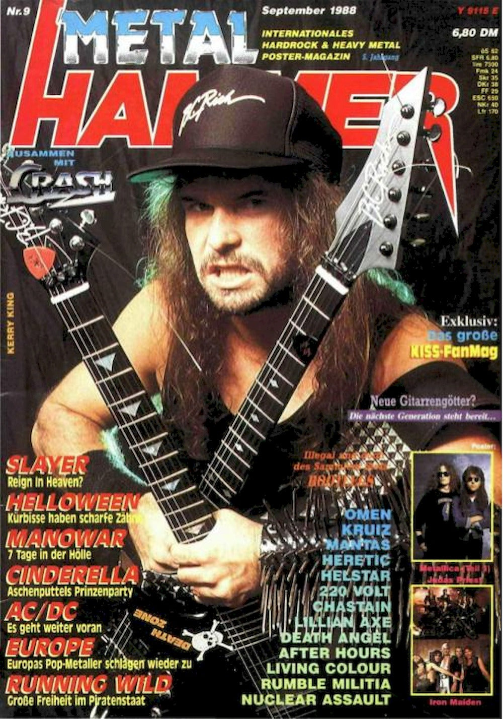 Metal Hammer Tijdschrift Duitsland 1988-09 Kerry King Slayer Helloween Manowar Cinderella Originele uitgave