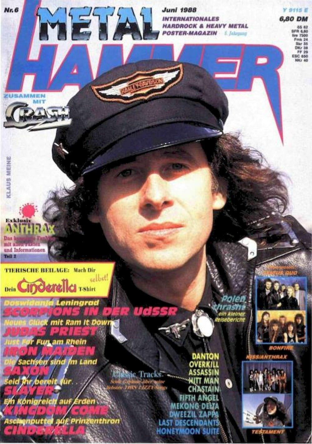 Metal Hammer Magasin Tyskland 1988-06 – Klaus Meine Scorpions Judas Priest Iron Maiden – Originalutgåva