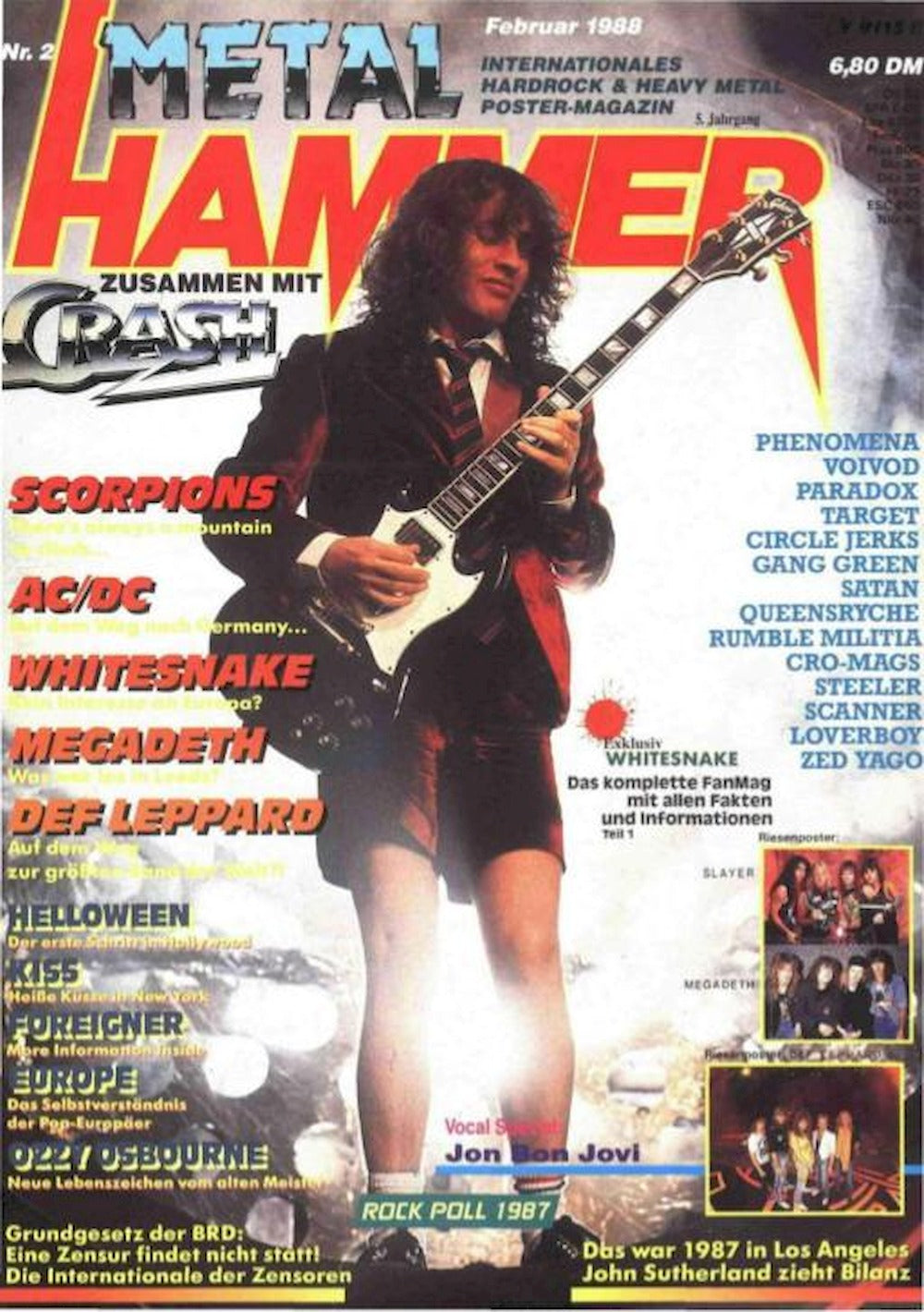 Metal Hammer Rivista Germania 1988-02 – Malcolm Young Scorpions AC/DC Whitesnake – Edizione originale