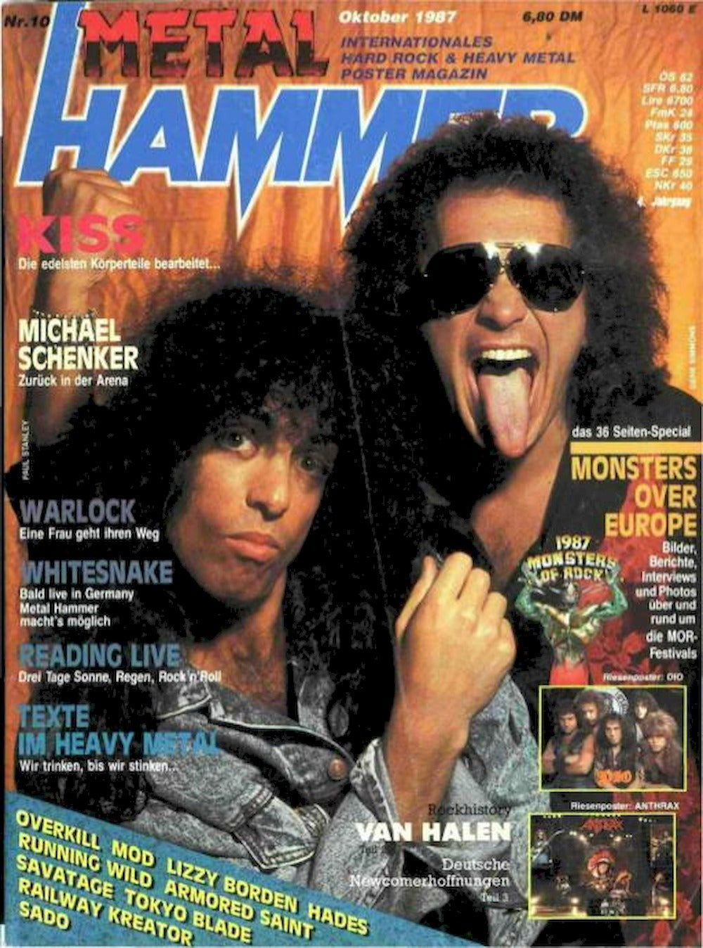 Metal Hammer Magazin Deutschland 1987-10 Paul Stanley Gene Simmons Warlock Whitesnake