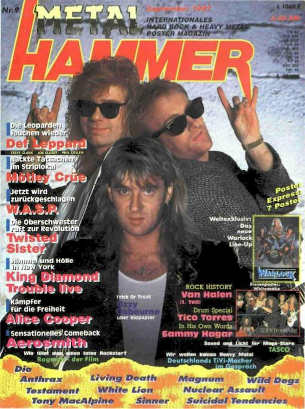 Metal Hammer Magazin Deutschland 1987-09 Def Leppard Mötley Crüe W.A.S.P. Twisted Sister
