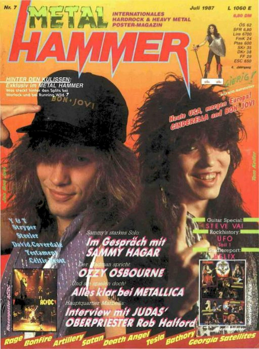 Metal Hammer Magasin Tyskland 1987-07 Jon Bon Jovi Tom Keifer Sammy Hagar Ozzy Osbourne