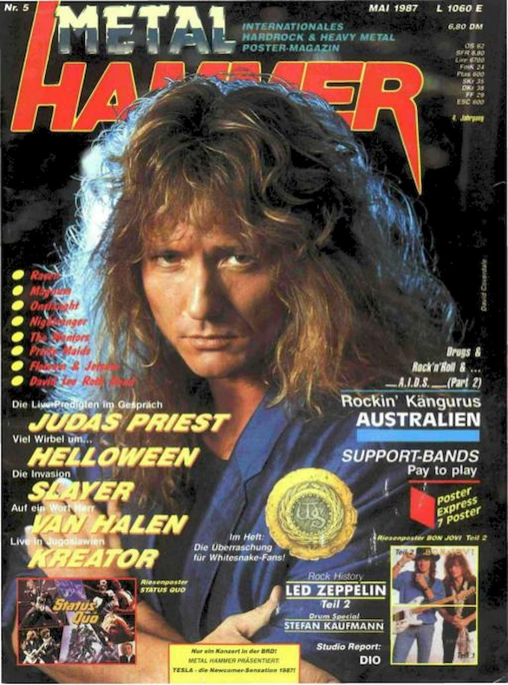 Metal Hammer Magazin Deutschland 1987-05 David Coverdale Judas Priest Helloween Slayer