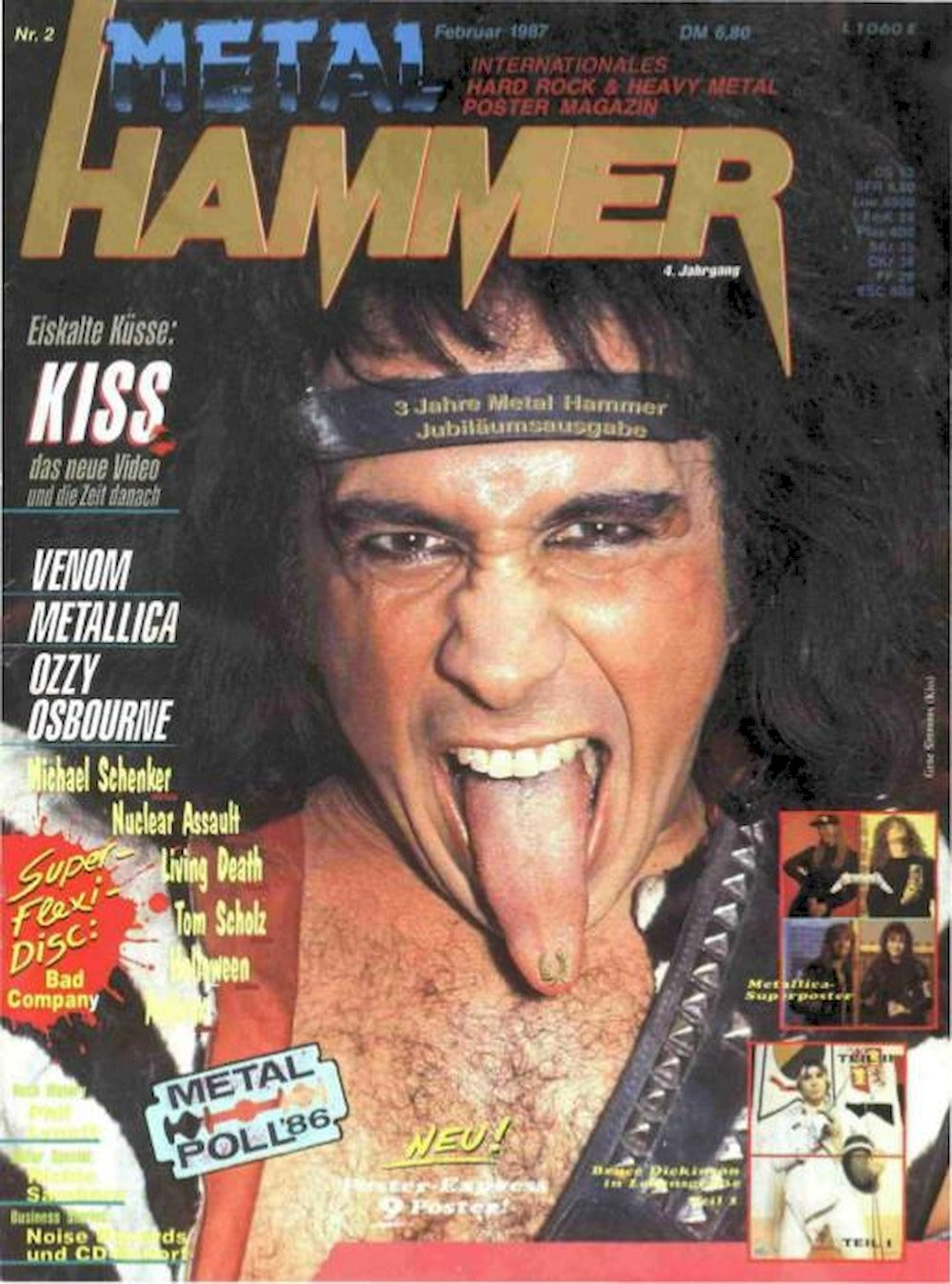 Metal Hammer Magazin Deutschland 1987-02 Gene Simmons Kiss Metallica Ozzy Osbourne