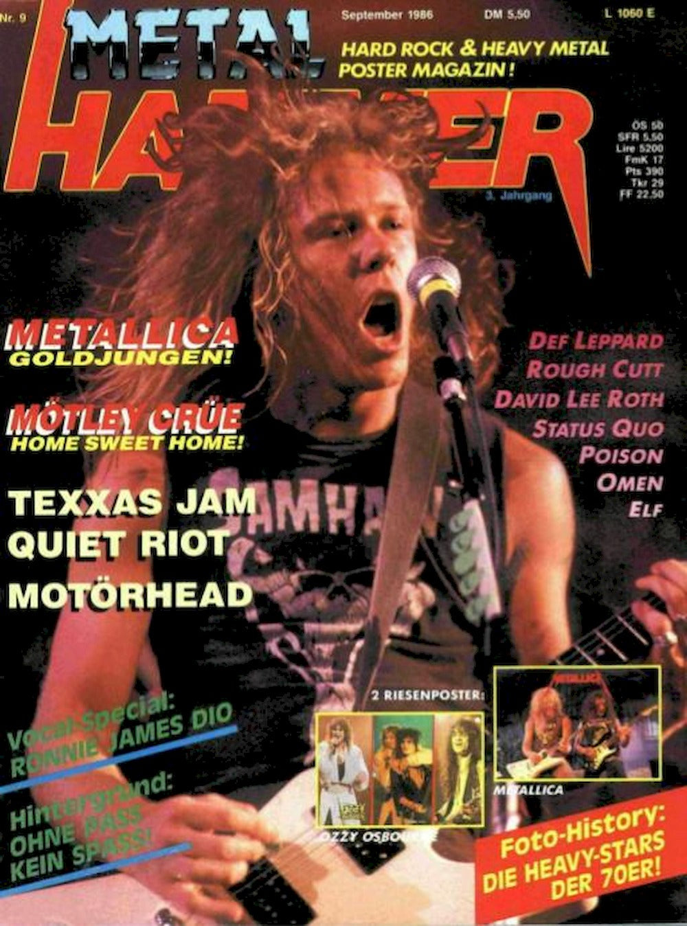 Metal Hammer Magazin Deutschland 1986-09 Metallica Mötley Crüe Quiet Riot
