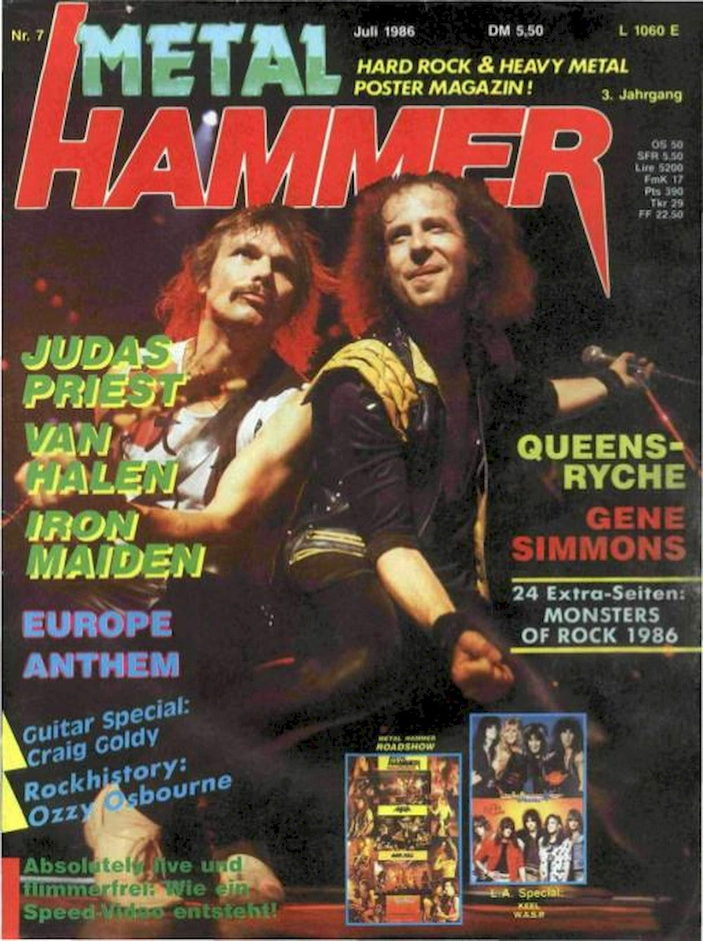 Metal Hammer Magazine Germany 1986-07 – Scorpions Judas Priest Van Halen Iron Maiden – Original Print Issue