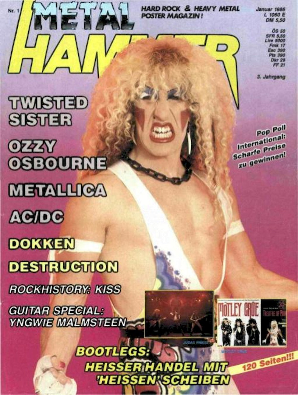 Metal Hammer Tijdschrift Duitsland 1986-01 – Dee Snider Twisted Sister Ozzy Osbourne Metallica – Originele uitgave
