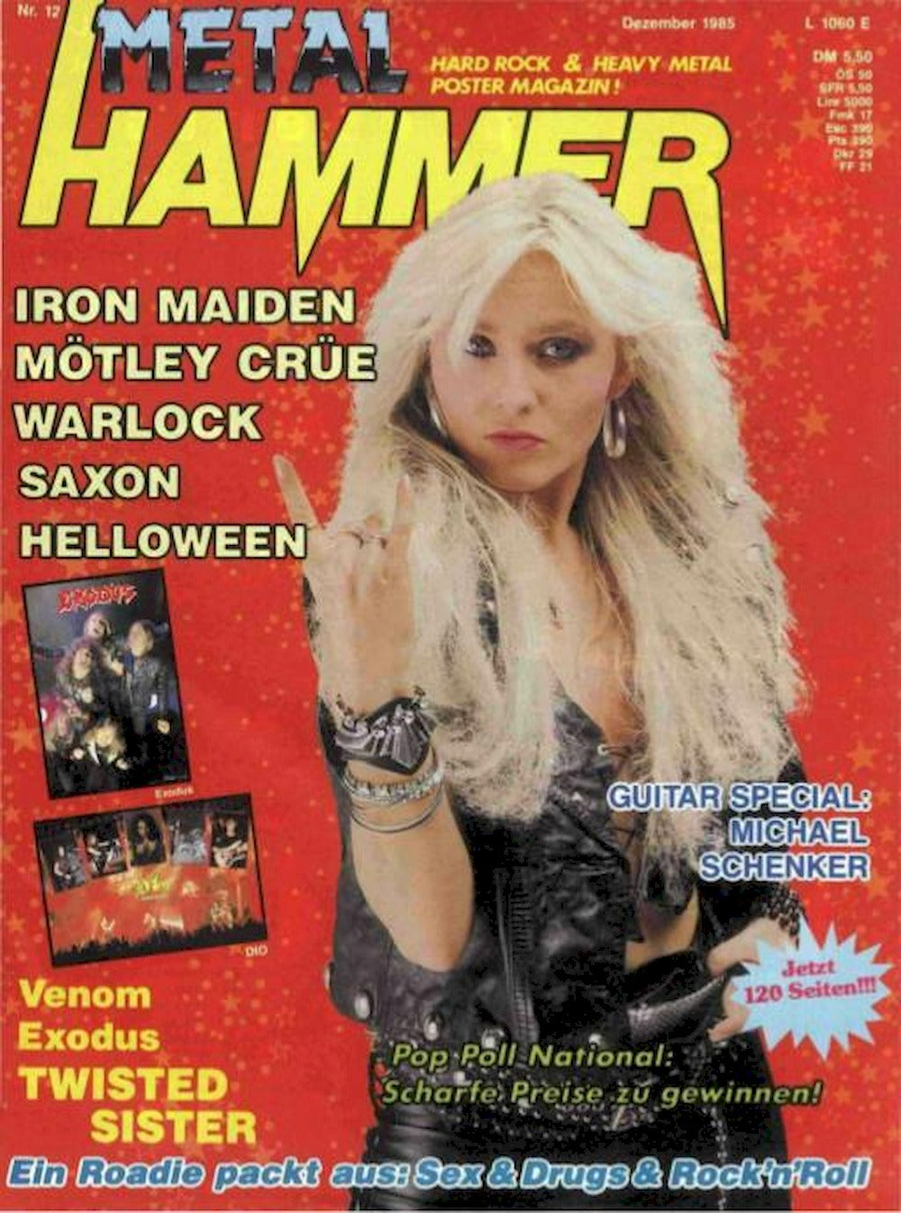 Metal Hammer Magasin Tyskland 1985-12 Doro Pesch Mötley Crüe Iron Maiden Warlock Originalutgåva