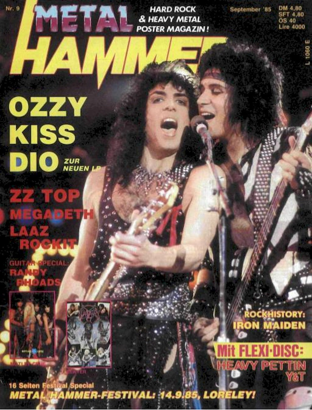 Metal Hammer Tijdschrift Duitsland 1985-09 Ozzy Kiss Dio ZZ Top Megadeth Originele uitgave