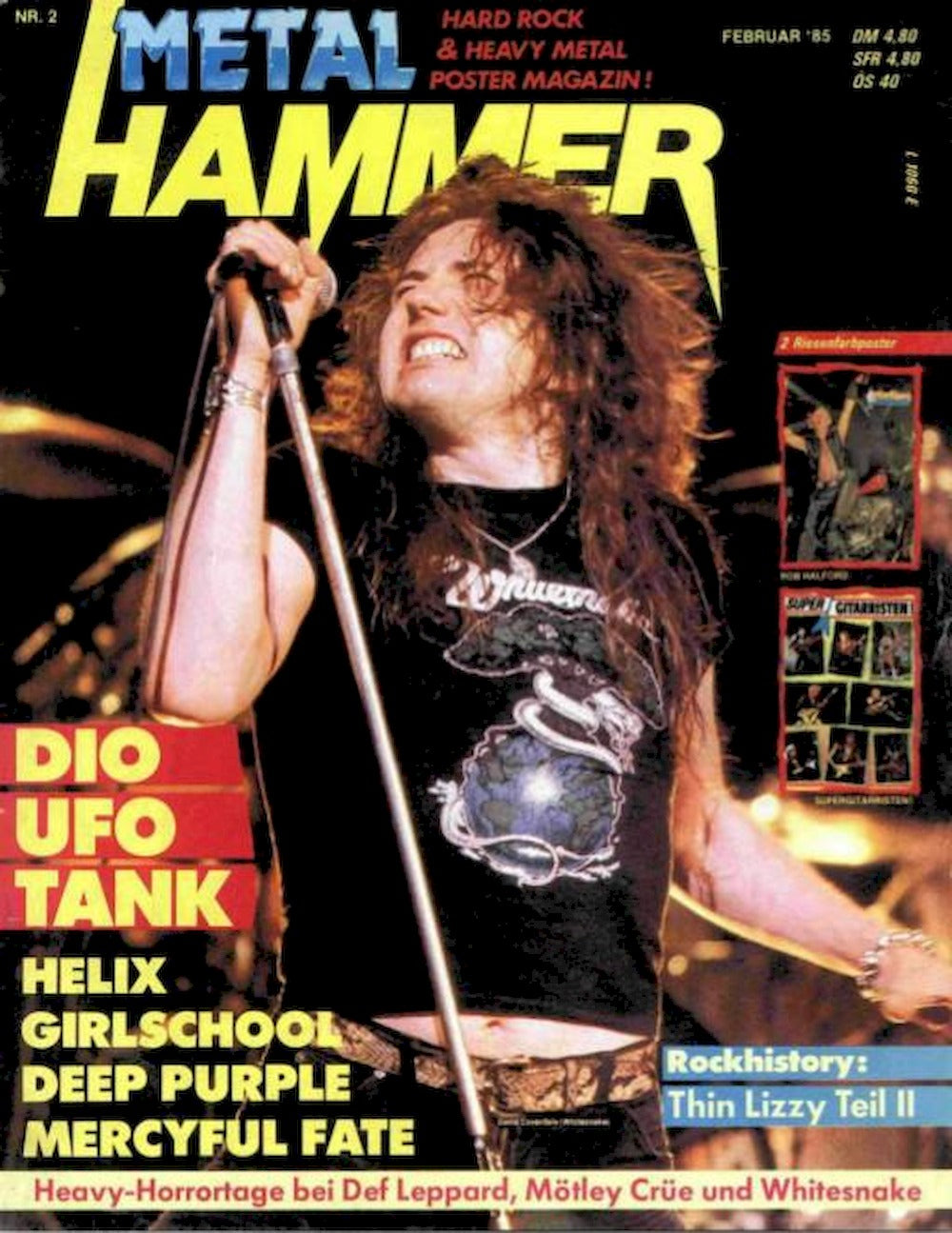 Metal Hammer Tijdschrift Duitsland 1985-02 Dio UFO Thin Lizzy Helix Girlschool Originele uitgave