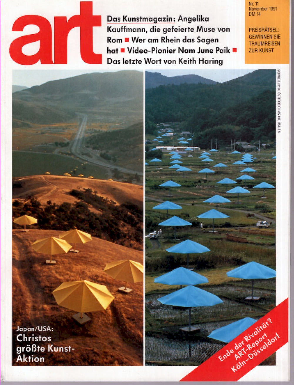 Art Magazin Deutschland 1991-11 Christo Angelika Kauffmann Keith Haring Nam June Paik