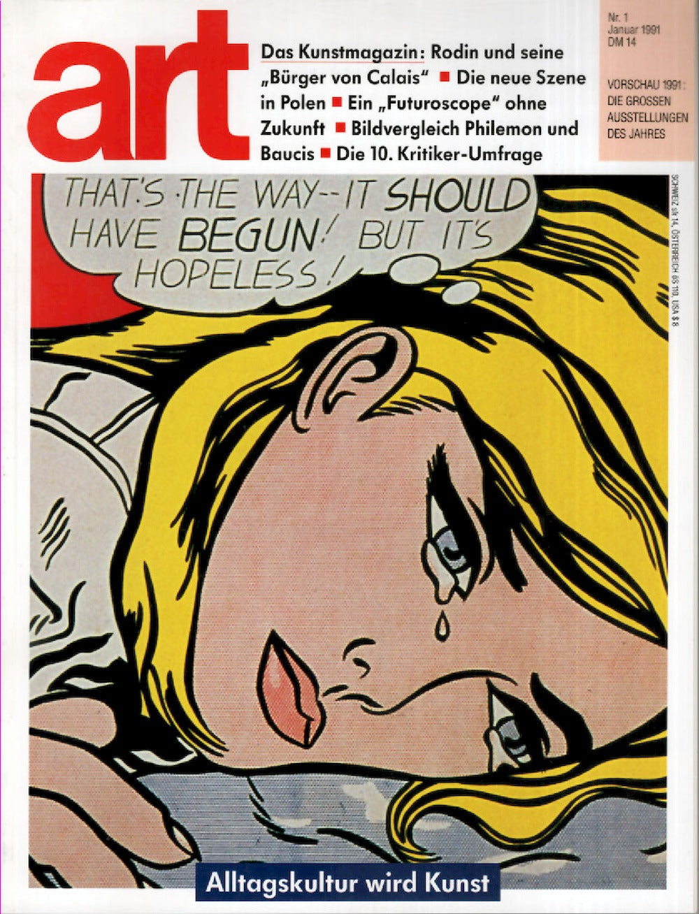 Art Revista Alemania 1991-01 Roy Lichtenstein Rodin Edición original