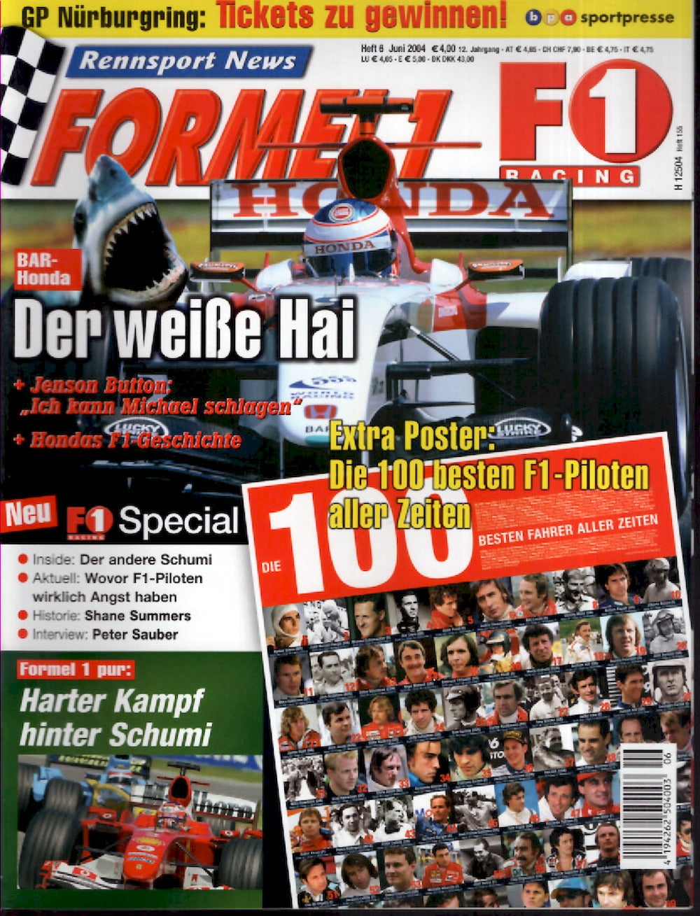 Formel 1 F1 Racing Magazin Deutschland 2004-06 Jenson Button Shane Summers Peter Sauber