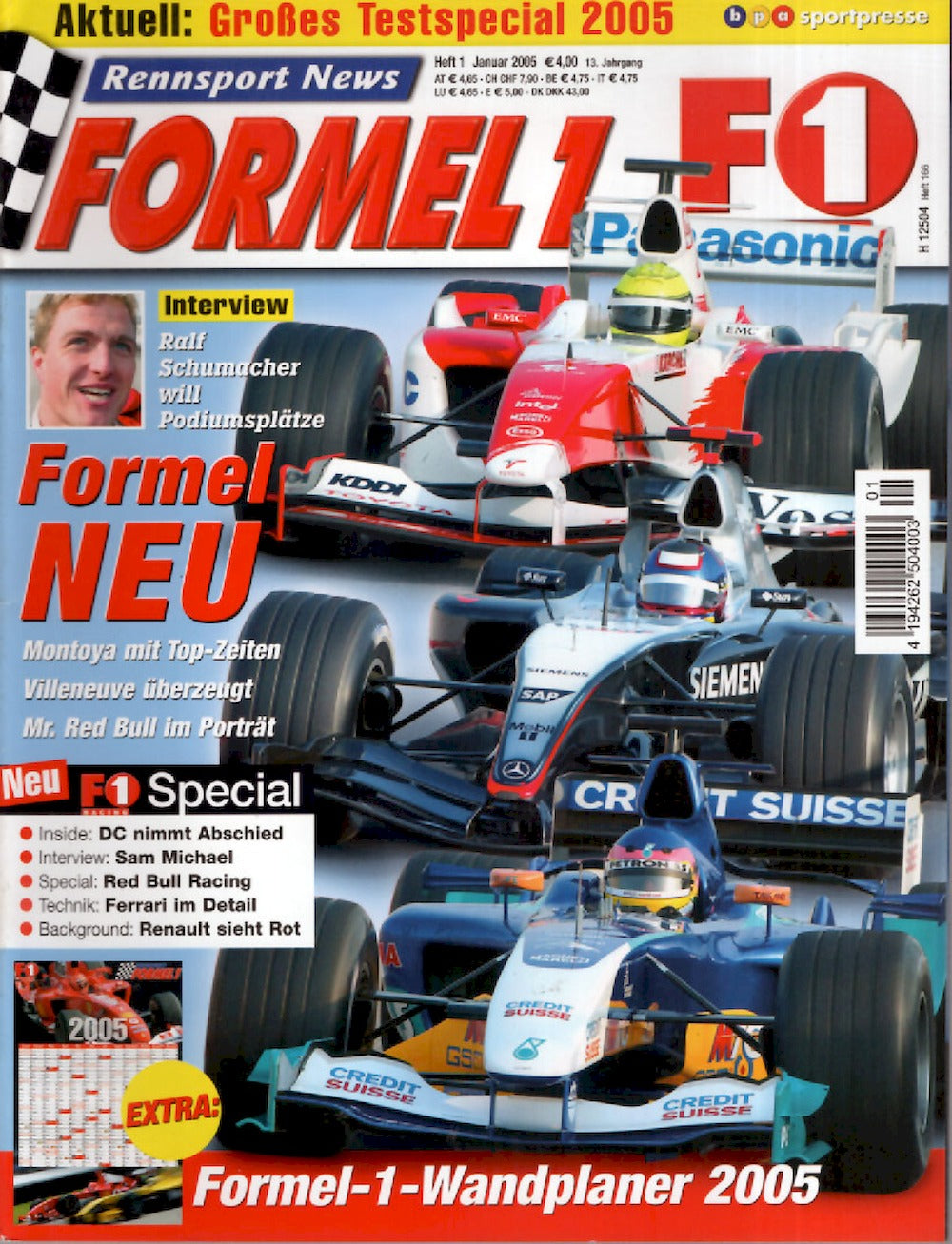 Formel 1 F1 Racing Magazin Deutschland 2005-01 Ralf Schumacher Montoya Villeneuve Sam Michael