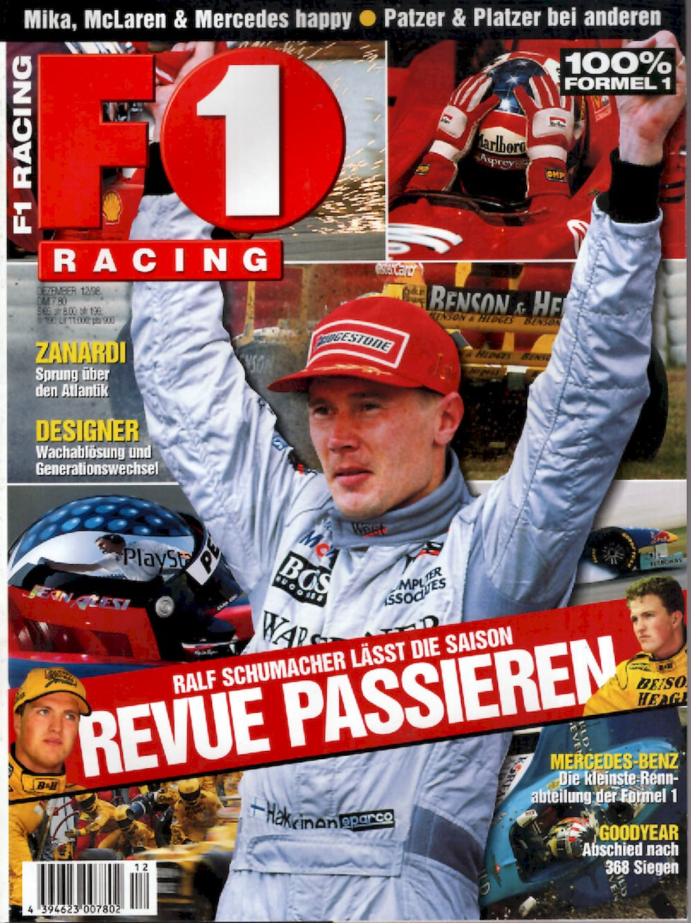 Formel 1 F1 Racing Magazin Deutschland 1998-12 Mika Häkkinen Ralf Schumacher Zanardi