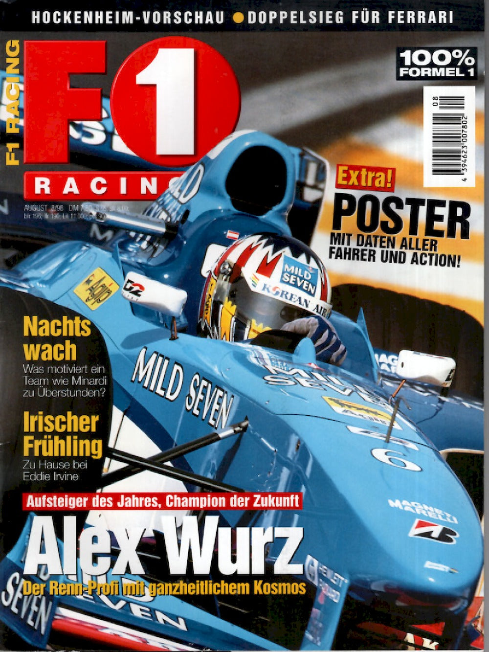 Formel 1 F1 Racing Magazin Deutschland 1998-08 Alex Wurz Eddie Irvine Minardi