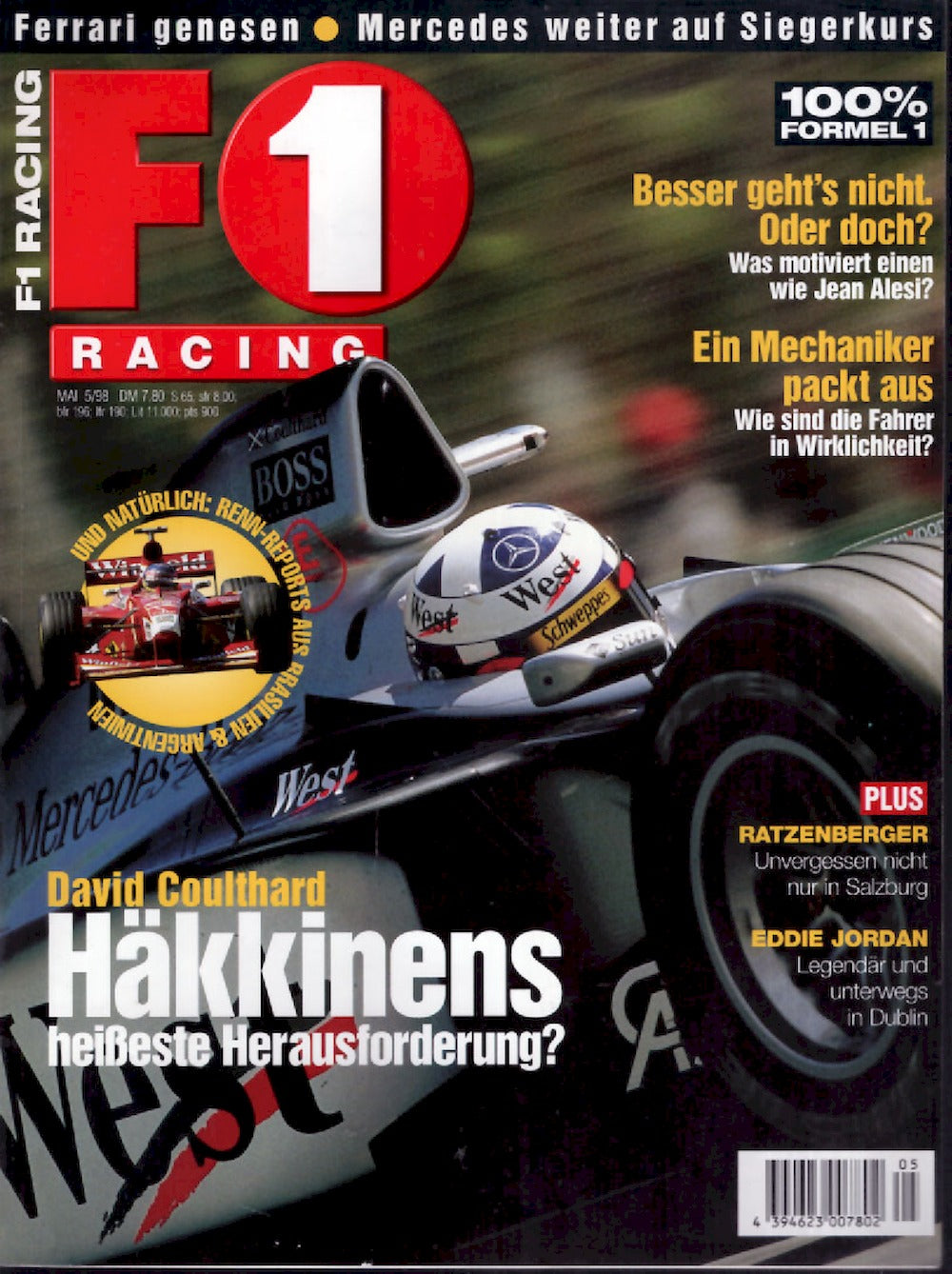 Formel 1 F1 Racing Magazin Deutschland 1998-05 David Coulthard Jean Alesi Eddie Jordan