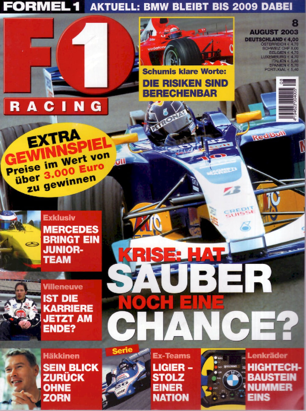 Formel 1 F1 Racing Magazin Deutschland 2003-08 Schumacher Villeneuve Häkkinen Ligier
