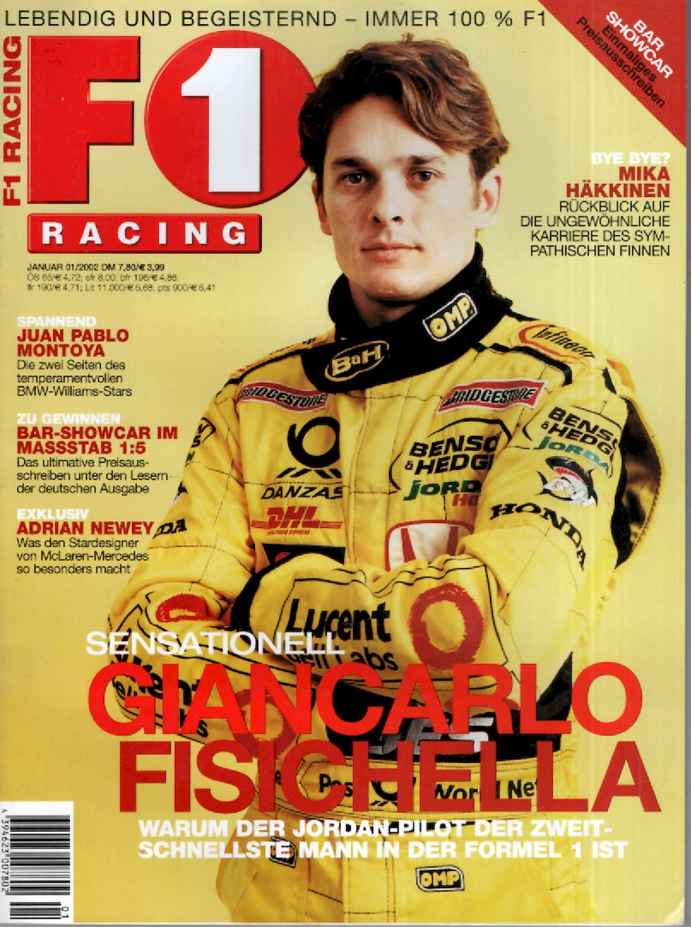 Formel 1 F1 Racing Revista Alemania 2002-01 – Giancarlo Fisichella Juan Pablo Montoya Adrian Newey – Edición original