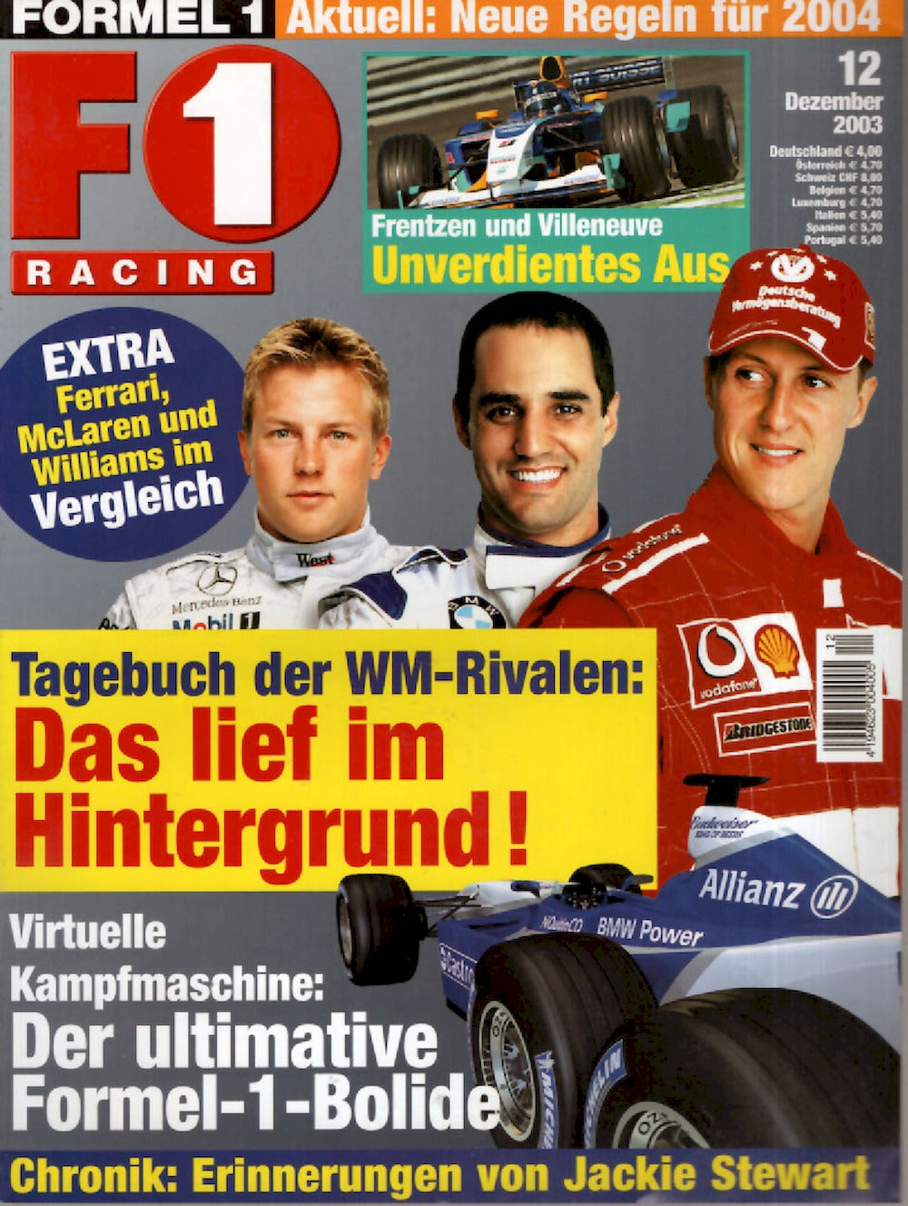 Formel 1 F1 Racing Magazin Deutschland 2003-12 Schumacher Jackie Stewart Frentzen Villeneuve