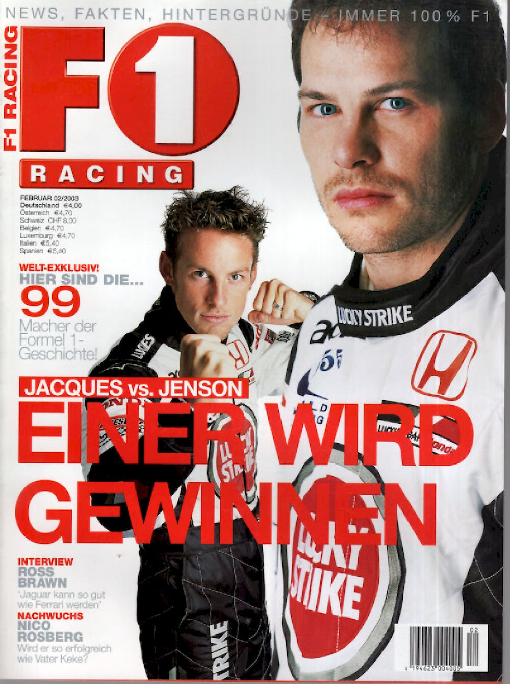 Formel 1 F1 Racing Magazin Deutschland 2003-02 Jacques Villeneuve Jenson Button Ross Brawn