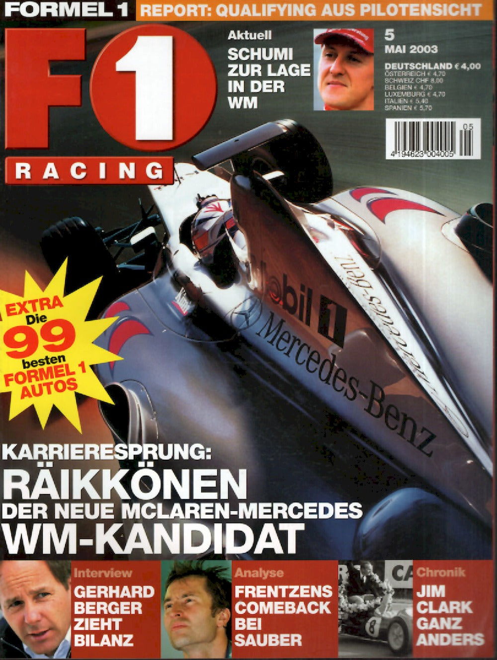 Formel 1 F1 Racing Magazin Deutschland 2003-05 Schumacher Gerhard Berger Frentzen Jim Clark