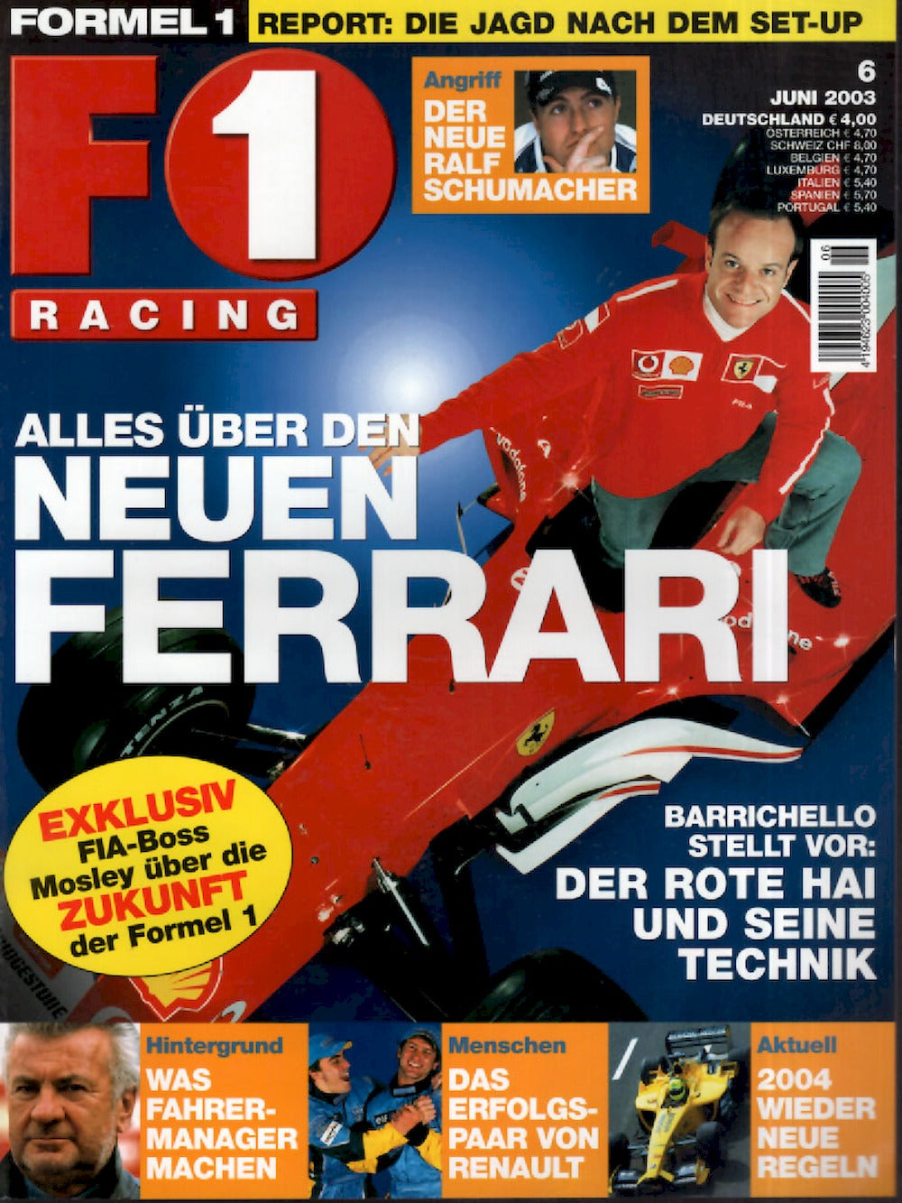 Formel 1 F1 Racing Magazin Deutschland 2003-06 Barrichello Ralf Schumacher