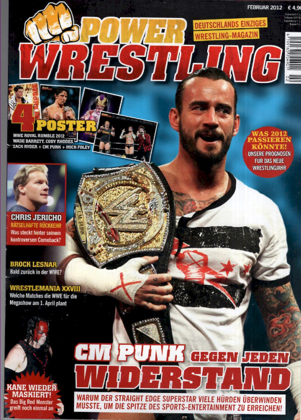 Power Wrestling Magazin Deutschland 2012-02 CM Punk Chris Jericho Kane