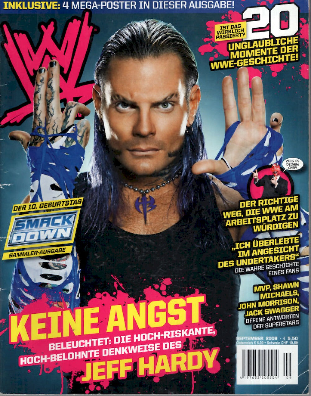 WWE Wrestling Magazin Deutschland 2009-09 Jeff Hardy Undertaker MVP Shawn Michaels John Morrison