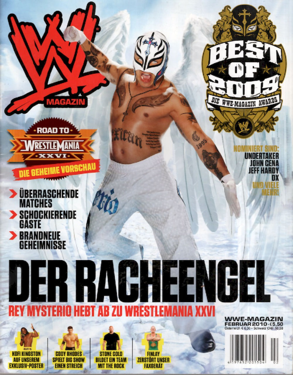 WWE Wrestling Magazin Deutschland 2010-02 Rey Mysterio Kofi Kingston Cody Rhodes Stone Cold Finlay