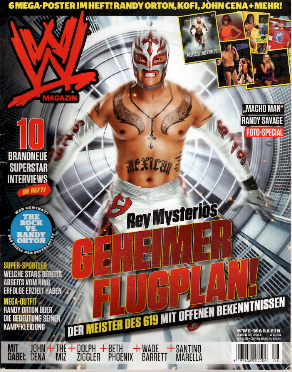 WWE Wrestling Magazin Deutschland 2011-08 Rey Mysterio Randy Savage The Rock Randy Orton
