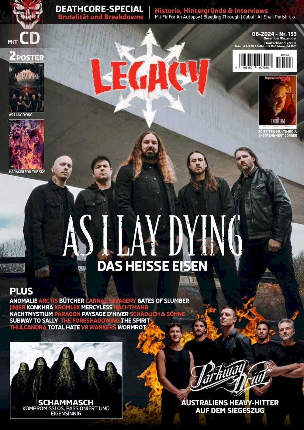 Legacy Tijdschrift Duitsland 2024-06 As I Lay Dying Parkway Drive Schammasch Originele uitgave
