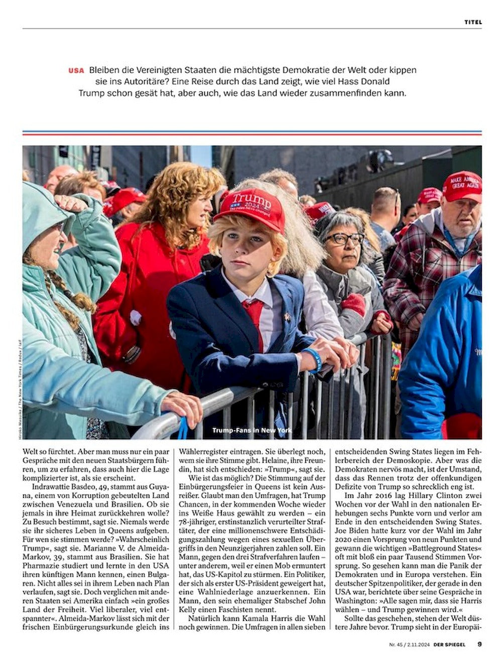 Der Spiegel Magazin Deutschland 2024-45 Kamala Harris Donald Trump
